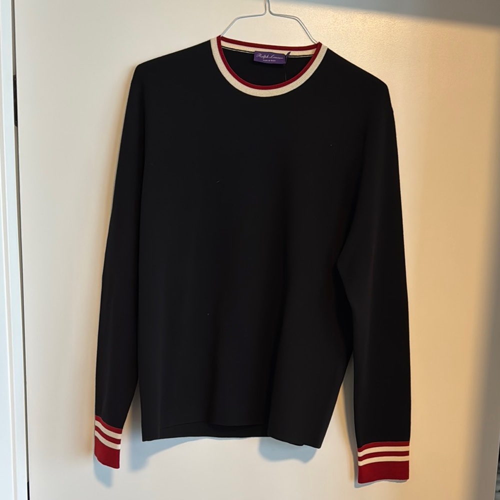 Ralph Lauren Black Sweater with Red Accents